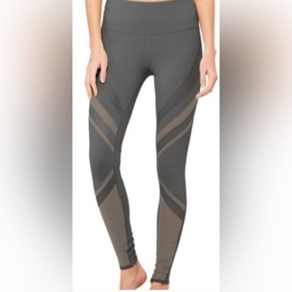 ALO Yoga Epic Yoga Leggings gray Mesh-Inset High-Waist Leggings